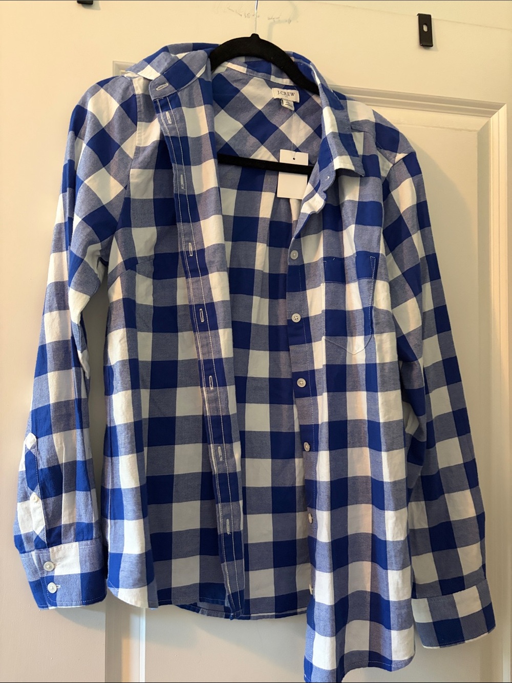 J. Crew Blue and White Gingham Button-Down Shirt